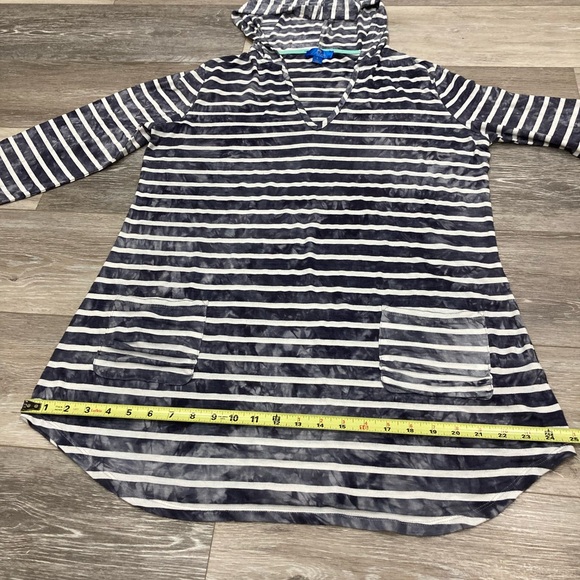 Blue Curl Beachwear Navy Blue Striped Swim Coverup Hooded with 3/4 Sleeves - Picture 6 of 11